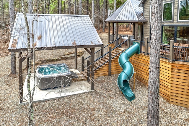 view of play area with a patio area