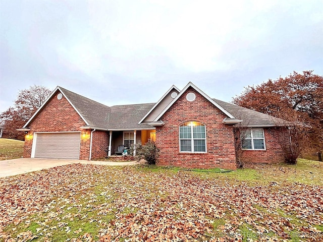 single story home with a garage