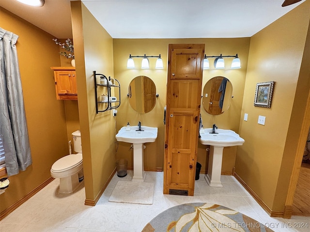 bathroom with tile patterned flooring, toilet, and sink