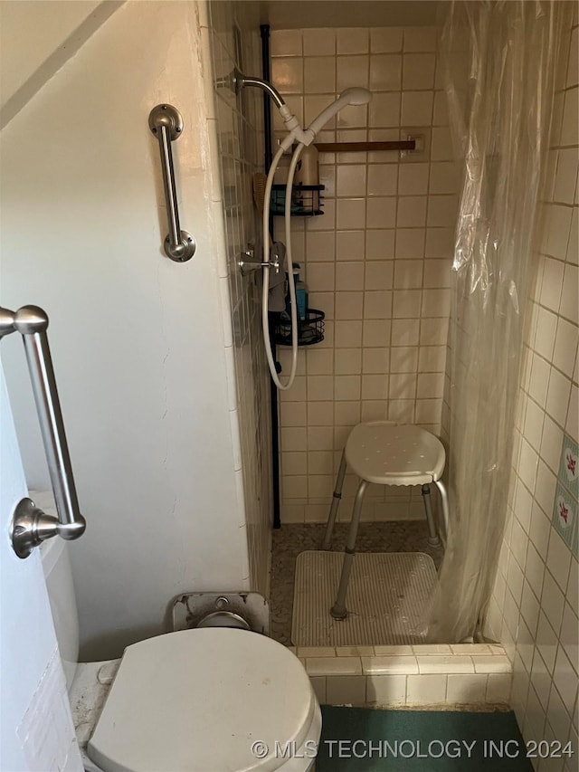 bathroom featuring toilet and walk in shower