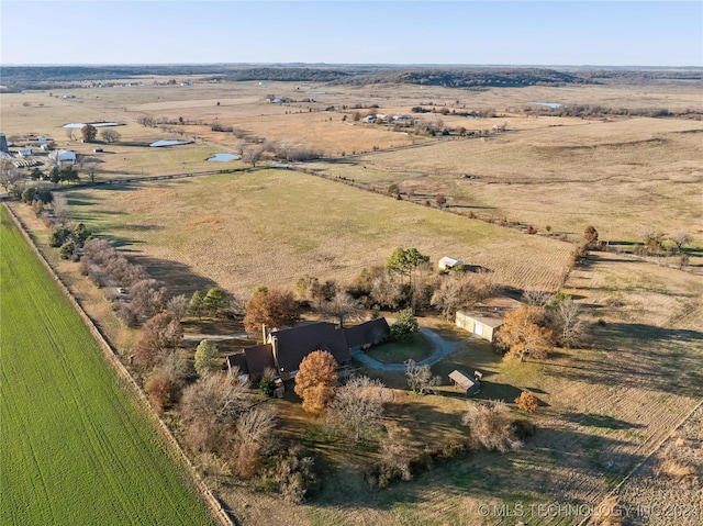 bird's eye view featuring a rural view