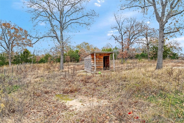 view of yard featuring a shed