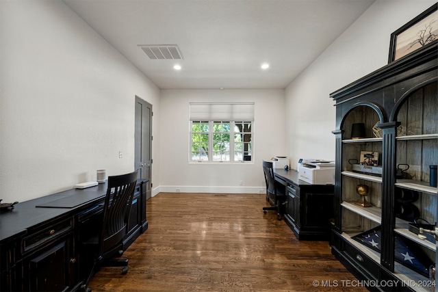 office area featuring dark hardwood / wood-style flooring