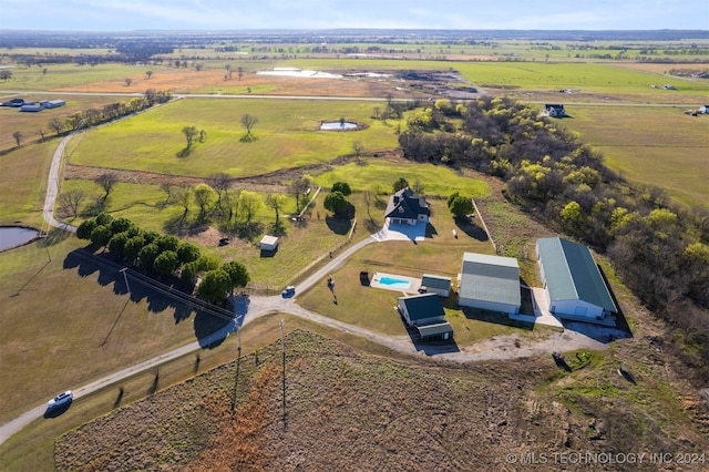 aerial view featuring a rural view