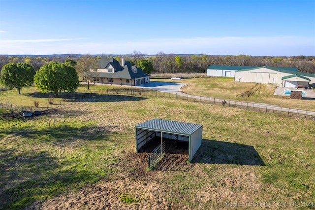 drone / aerial view with a rural view