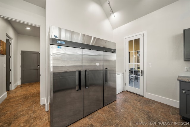 interior space featuring lofted ceiling