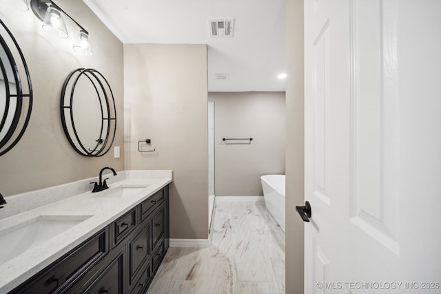 bathroom featuring vanity and a bathing tub