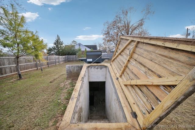 view of entry to storm shelter