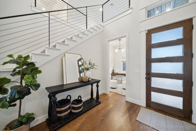 foyer entrance featuring dark hardwood / wood-style flooring