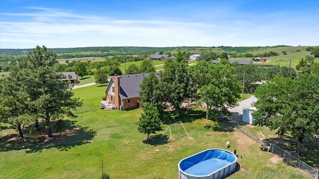 drone / aerial view with a rural view