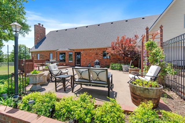 view of patio featuring an outdoor living space