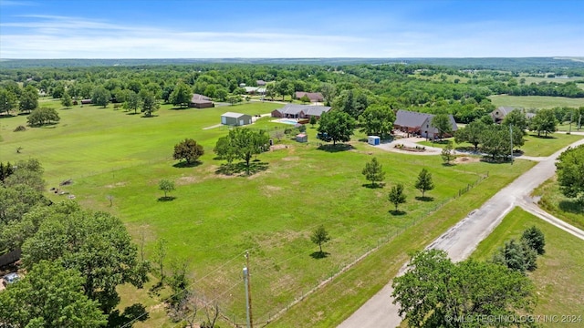 bird's eye view featuring a rural view