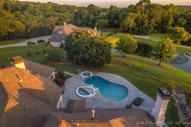 3520 W 77th St S, Tulsa, OK 74132 - aerial view of a pool and a forest