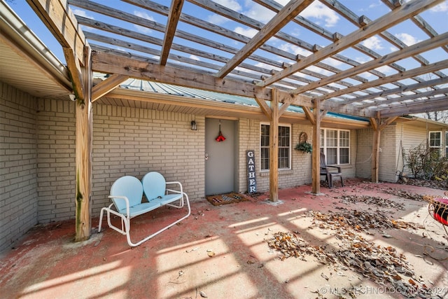 view of patio / terrace featuring a pergola