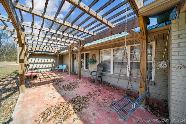 view of patio / terrace featuring a pergola