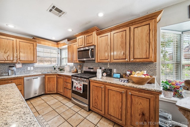 kitchen featuring sink, stainless steel appliances, and tasteful backsplash