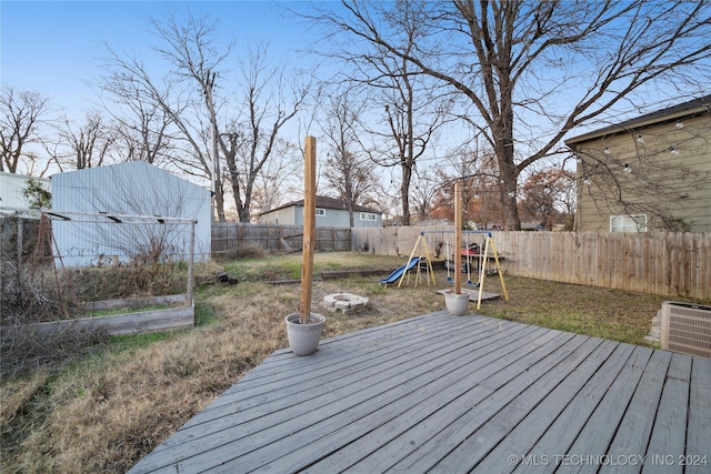 deck featuring a playground