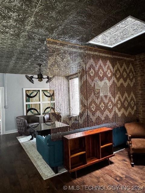 8 W Main St, Ardmore, OK 73401 - cinema featuring an ornate ceiling, wood finished floors, and a ceiling fan