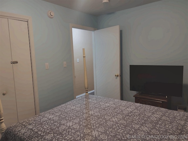 bedroom featuring a closet and ceiling fan