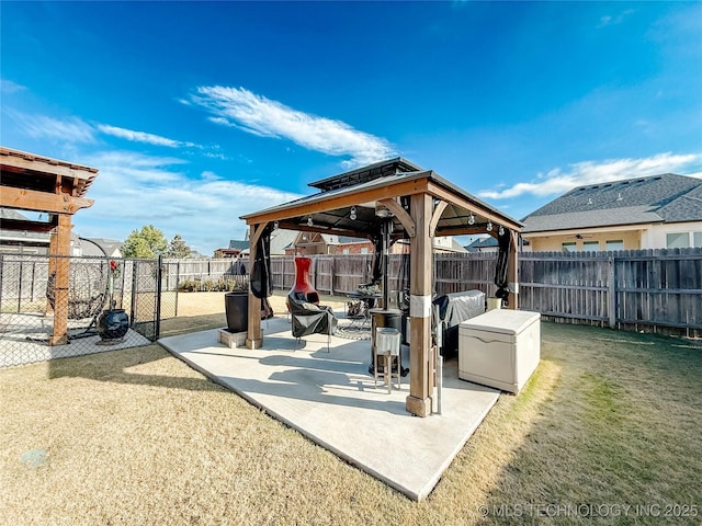 view of patio / terrace featuring a gazebo