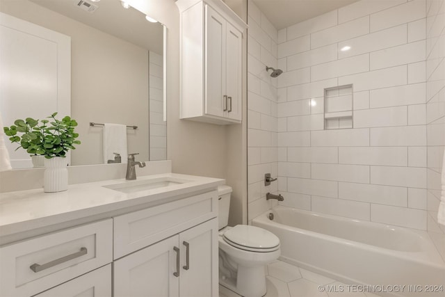 203 E 45th Ct, Tulsa, OK 74105 - bathroom featuring vanity, shower / washtub combination, and tile patterned flooring