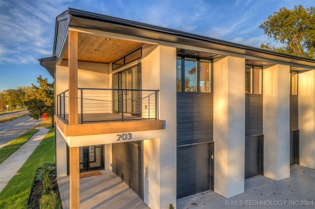 exterior space with a balcony