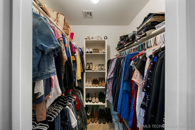 walk in closet with carpet