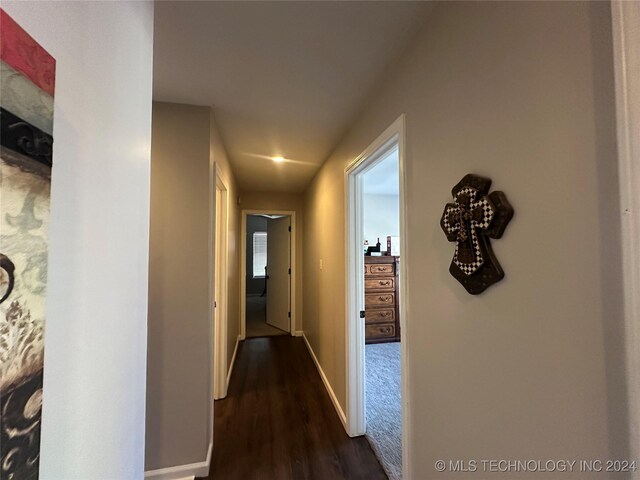 hall featuring dark hardwood / wood-style flooring