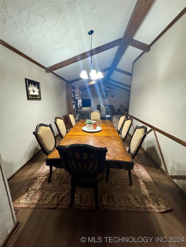 7750 River Ridge Rd, Muskogee, OK 74403 - dining room featuring wood finished floors, lofted ceiling, and a chandelier