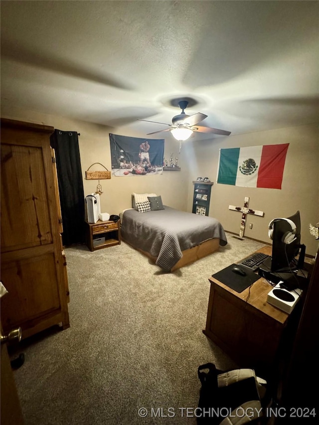 7750 River Ridge Rd, Muskogee, OK 74403 - bedroom with carpet flooring, an office area, and ceiling fan