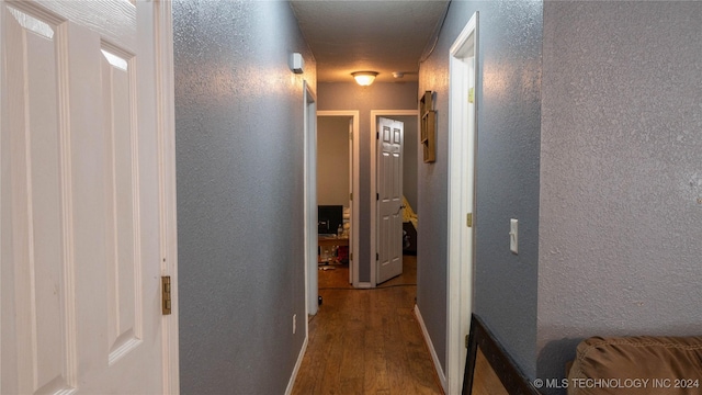 hall with hardwood / wood-style flooring