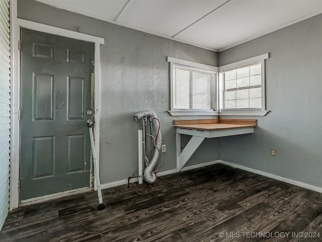 interior space with dark hardwood / wood-style floors