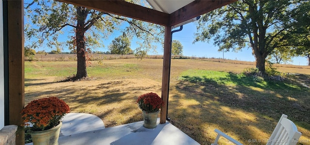 view of yard with a rural view