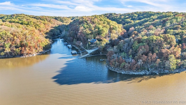 bird's eye view featuring a water view