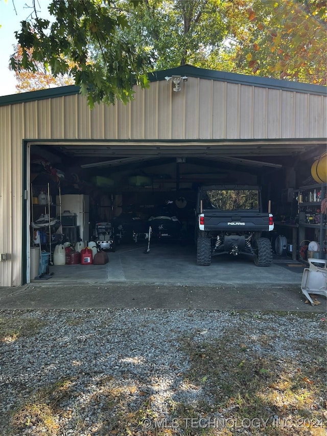 view of garage