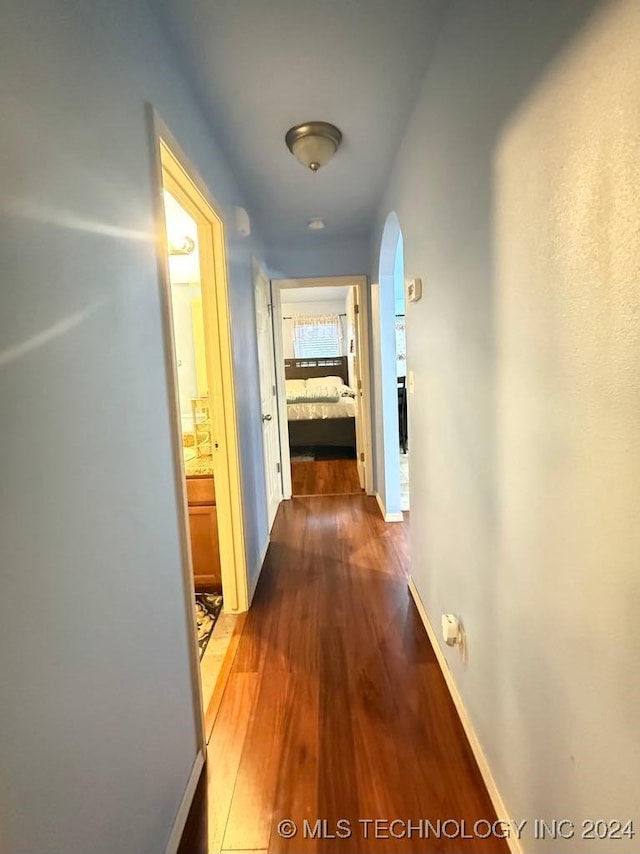 hall featuring dark hardwood / wood-style floors