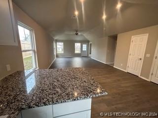 bonus room with vaulted ceiling and dark wood-type flooring