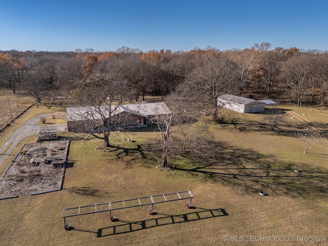 drone / aerial view with a rural view