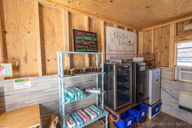 storage area with beverage cooler