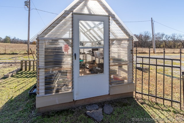 view of outdoor structure featuring a rural view