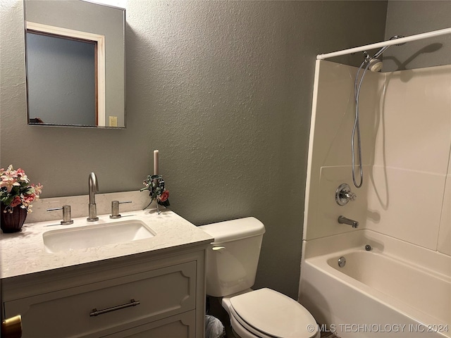 full bathroom with vanity, toilet, and shower / tub combination