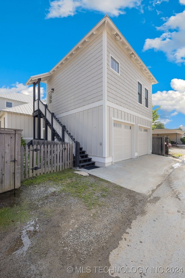 view of home's exterior featuring a garage