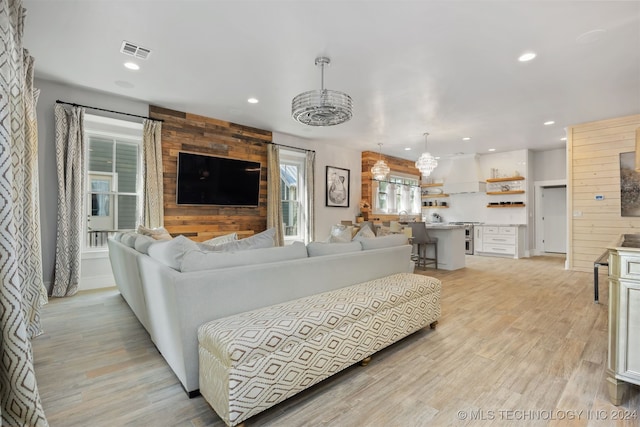 living room featuring light wood-type flooring