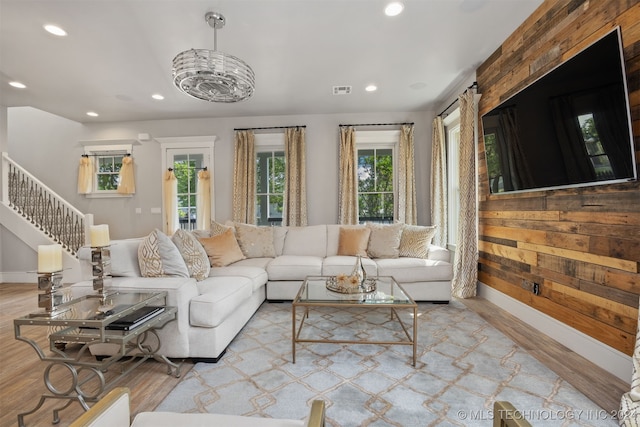 living room featuring light hardwood / wood-style floors