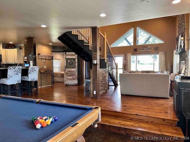 recreation room featuring pool table and wood-type flooring