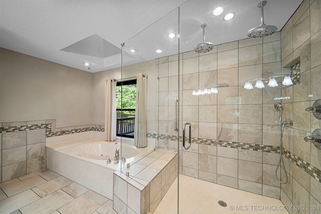 bathroom with independent shower and bath