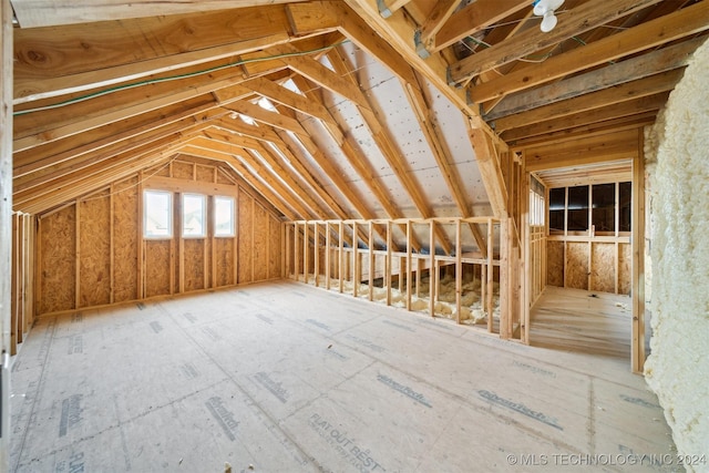 view of unfinished attic