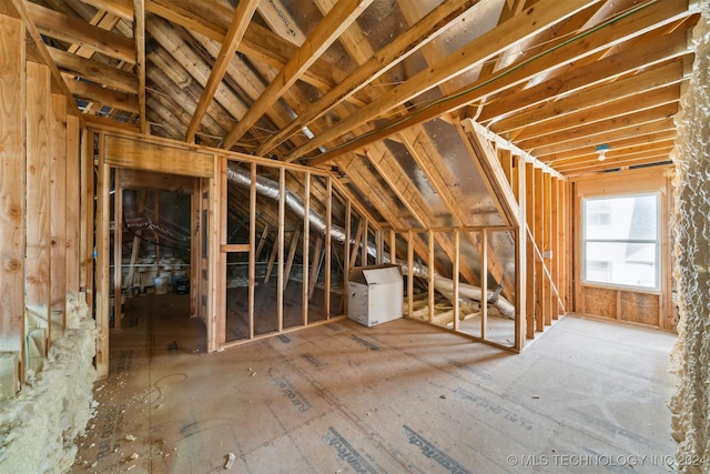 view of unfinished attic