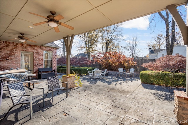 view of patio / terrace with ceiling fan