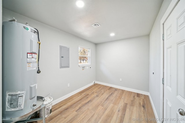 interior space featuring electric panel and electric water heater